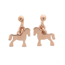 Load image into Gallery viewer, HERMES Cheval Grand Palade Earrings Pink Gold Metal Lacquer
