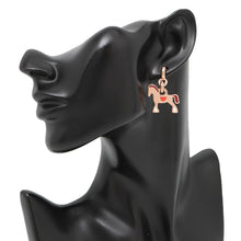 Load image into Gallery viewer, HERMES Cheval Grand Palade Earrings Pink Gold Metal Lacquer
