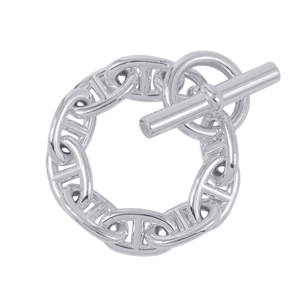HERMES Chaine d'Ancre Bracelet 9 frames Size TGM Silver SV925