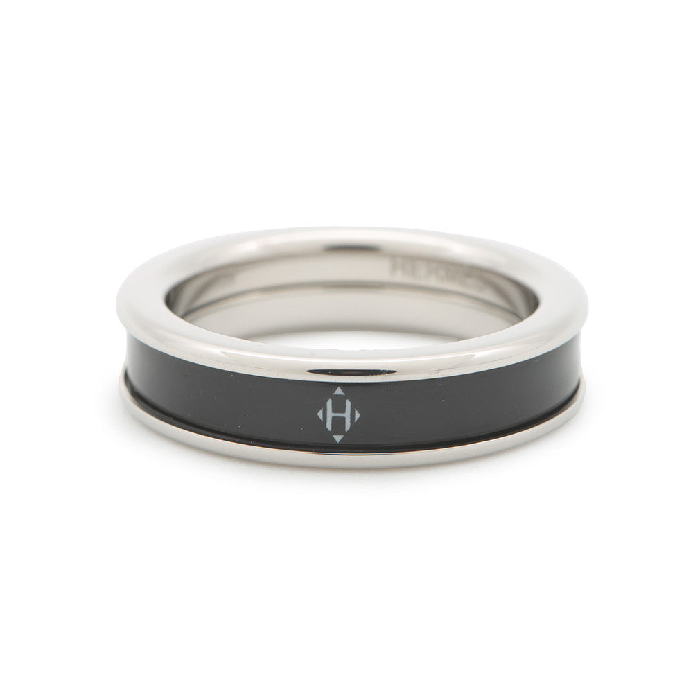 HERMES Uni Ring Size PM/T59 Silver/Black Metal