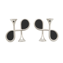 将图像加载到图库查看器中，HERMES Col H Earrings Black Swift Leather Metal
