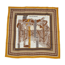 Load image into Gallery viewer, HERMES Giant Square Dignitary&#39;s Saddle SELLE DE DIGNITAIRE Size 140 Curry/Camel/Blanc Cashmere70% Silk30%
