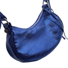 Load image into Gallery viewer, BALENCIAGA Luca Goal Shoulder Bag Metalic Blue671309 Leather Size XS
