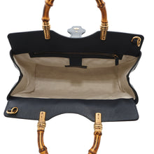 将图像加载到图库查看器中，GUCCI Japan Limited Edition Double GG Bamboo Top Handle Bag Navy655657 Straw Leather
