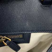 将图像加载到图库查看器中，GUCCI Japan Limited Edition Double GG Bamboo Top Handle Bag Navy655657 Straw Leather
