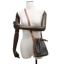 Load image into Gallery viewer, CELINE Triomphe Drawstring bucket bag Tan191142 PVC Coated Canvas Leather Size Small
