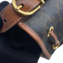 Load image into Gallery viewer, CELINE Triomphe Drawstring bucket bag Tan191142 PVC Coated Canvas Leather Size Small
