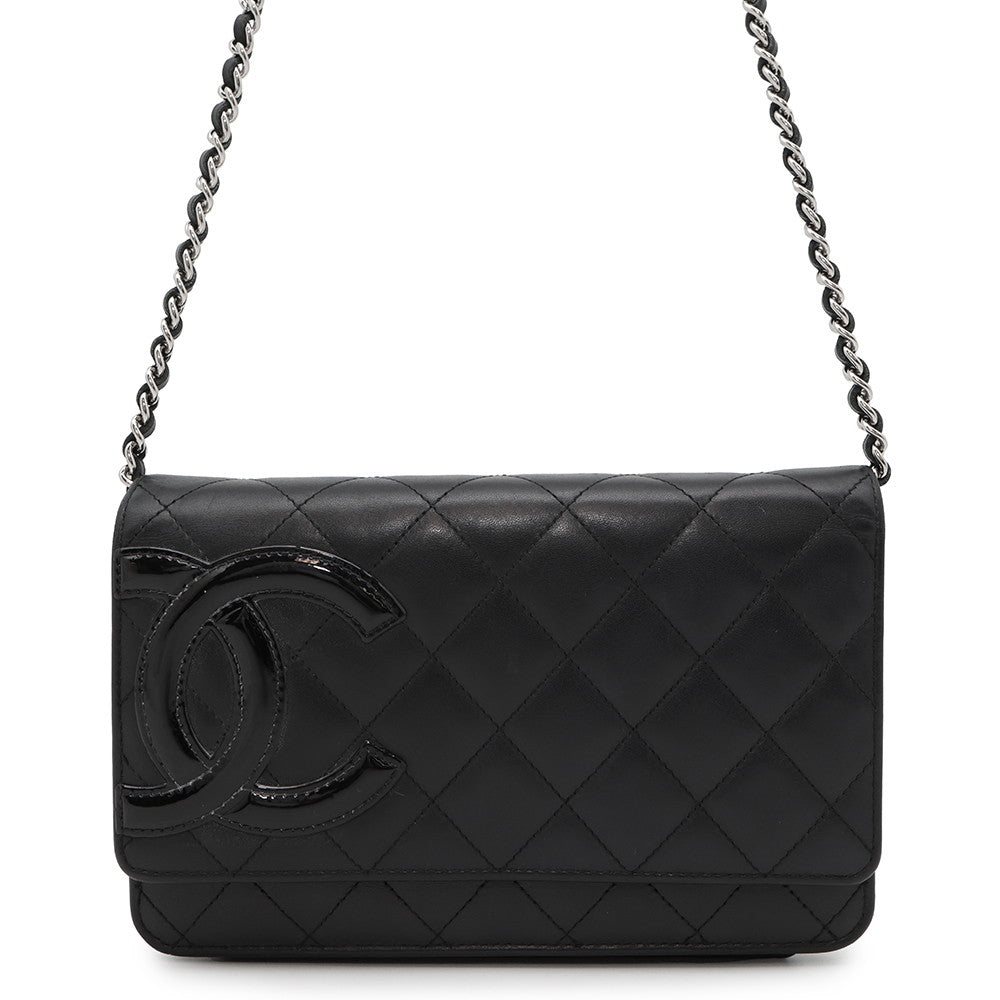 CHANEL Cambon line Chain wallet BlackA46646 Calf Leather/Patent Leather