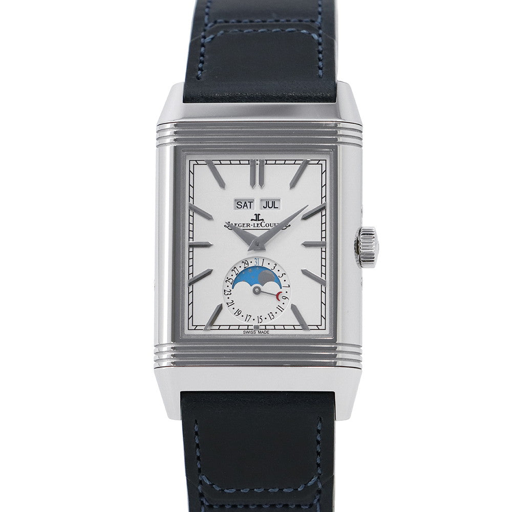 JAEGER-LE COULTRE Reverso Tribute Duo Calendar H49.4mmxW29.9mm Stainless Steel Leather Silver/Blue DialQ3918420