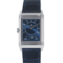 Load image into Gallery viewer, JAEGER-LE COULTRE Reverso Tribute Duo Calendar H49.4mmxW29.9mm Stainless Steel Leather Silver/Blue DialQ3918420
