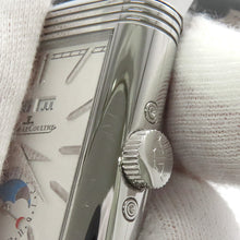 Load image into Gallery viewer, JAEGER-LE COULTRE Reverso Tribute Duo Calendar H49.4mmxW29.9mm Stainless Steel Leather Silver/Blue DialQ3918420

