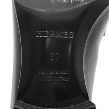 将图像加载到图库查看器中，HERMES Mocassins Paris Black Leather Size 37
