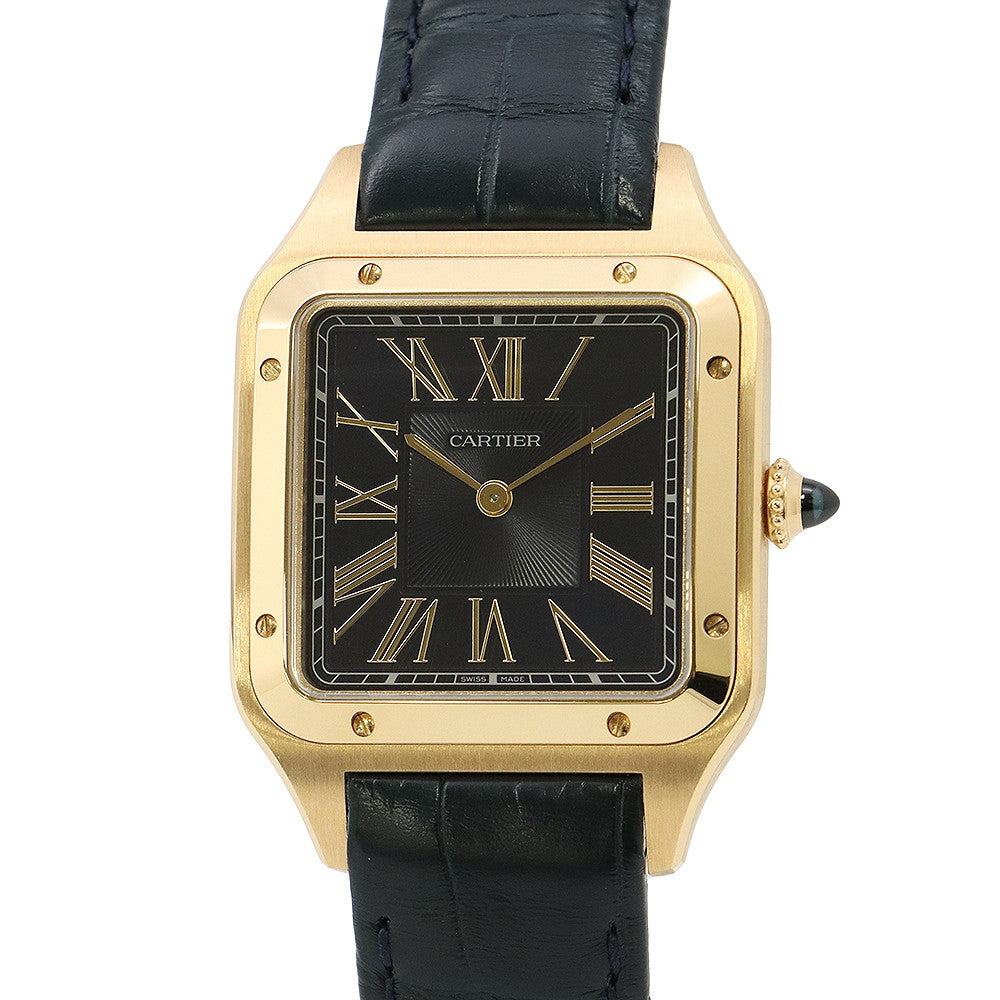 CARTIER Santos Dumont H43.5mm×W31.4mm K18YG Leather Blue DialWGSA0077