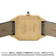 将图像加载到图库查看器中，CARTIER Santos Dumont H43.5mm×W31.4mm K18YG Leather Blue DialWGSA0077
