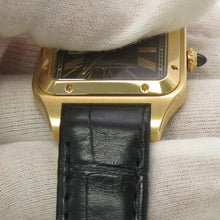 将图像加载到图库查看器中，CARTIER Santos Dumont H43.5mm×W31.4mm K18YG Leather Blue DialWGSA0077
