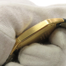 将图像加载到图库查看器中，CARTIER Santos Dumont H43.5mm×W31.4mm K18YG Leather Blue DialWGSA0077
