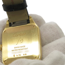 将图像加载到图库查看器中，CARTIER Santos Dumont H43.5mm×W31.4mm K18YG Leather Blue DialWGSA0077
