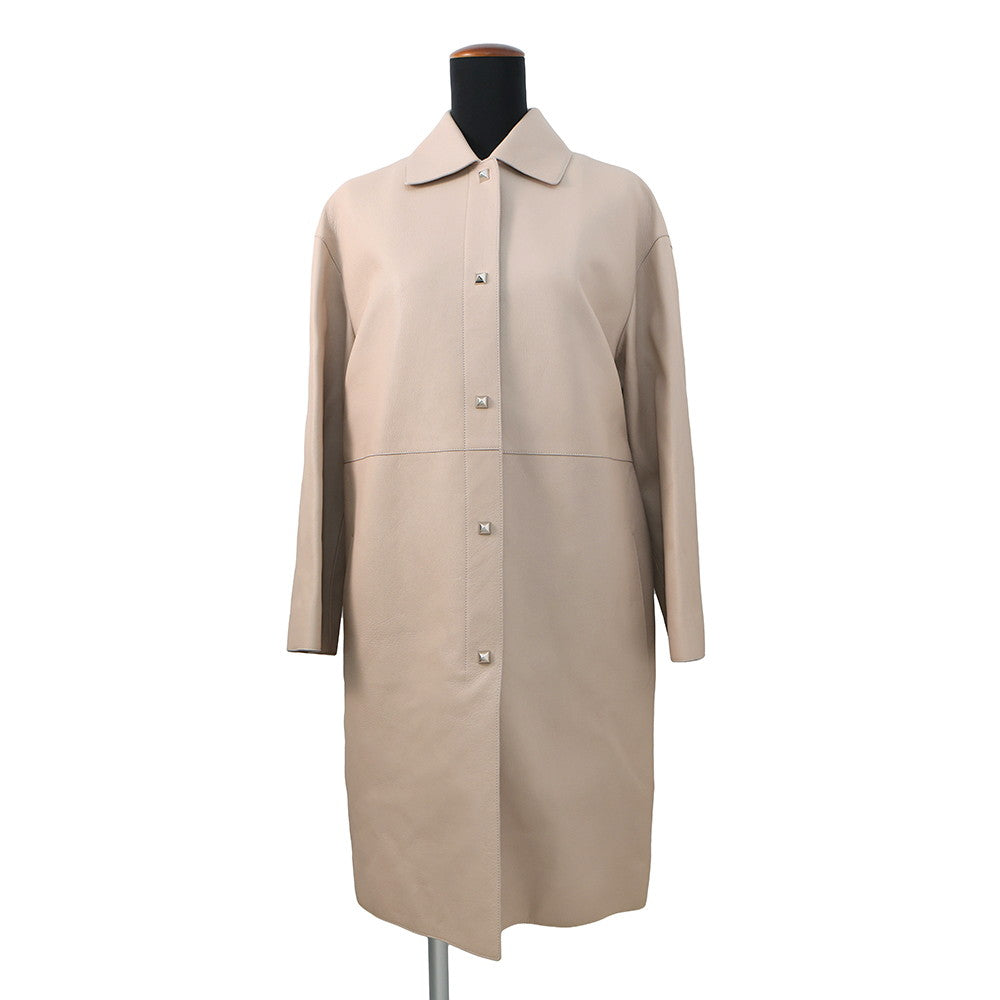 HERMES Long Jacket Size 34 Jasmin Flower Goatskin Leather