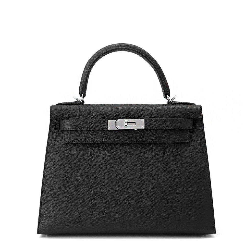 HERMES Kelly Sellier Black Epsom Size 28