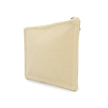 Load image into Gallery viewer, HERMES Flat pouch with embroidery &quot;Fauve Le Corner&quot; Citron/Ochre Toile Chevrons Size PM
