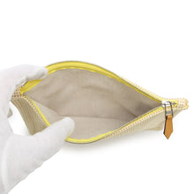 Load image into Gallery viewer, HERMES Flat pouch with embroidery &quot;Fauve Le Corner&quot; Citron/Ochre Toile Chevrons Size PM
