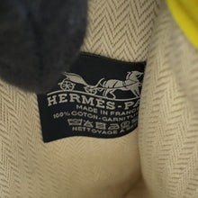 Load image into Gallery viewer, HERMES Flat pouch with embroidery &quot;Fauve Le Corner&quot; Citron/Ochre Toile Chevrons Size PM
