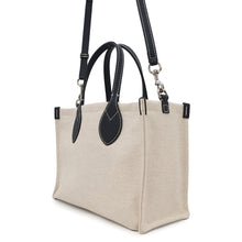将图像加载到图库查看器中，GUCCI Logo Print Medium Tote Bag Beige/Navy772144 CanvasxLeather
