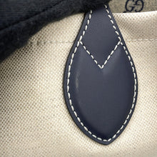将图像加载到图库查看器中，GUCCI Logo Print Medium Tote Bag Beige/Navy772144 CanvasxLeather
