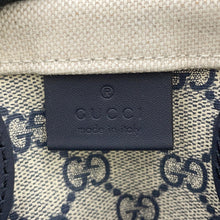 将图像加载到图库查看器中，GUCCI Logo Print Medium Tote Bag Beige/Navy772144 CanvasxLeather
