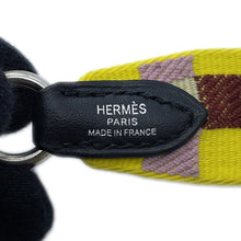 Load image into Gallery viewer, HERMES Bandouliere Maxi Quadrille Lime/Mauve Sylvestre Canvas Swift Leather
