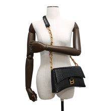 Load image into Gallery viewer, BALENCIAGA Downtown XS ChainShoulder Bag Black689121 Croco embossed leather
