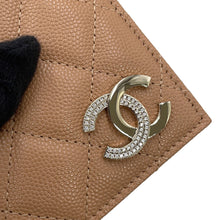 Load image into Gallery viewer, CHANEL Matelasse Passport Cover BeigeAP4182 Caviar Leather Rhinestone
