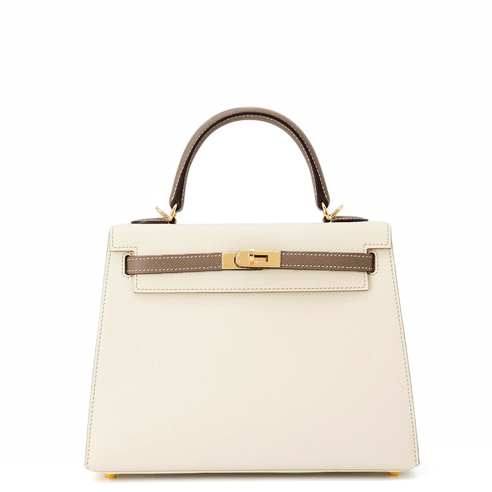 HERMES Kelly Sellier SPO Craie/Etoupe Epsom Size 25