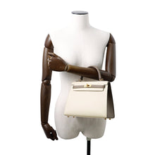 将图像加载到图库查看器中，HERMES Kelly Sellier SPO Craie/Etoupe Epsom Size 25
