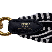 Load image into Gallery viewer, HERMES Bandouliere Sangle Caval White/Black Toile Swift Leather Size 1&quot;/33.5&quot;

