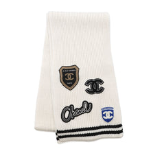 Load image into Gallery viewer, CHANEL Logo Patch Scarf White/BlackAAA409 Cashmere100%
