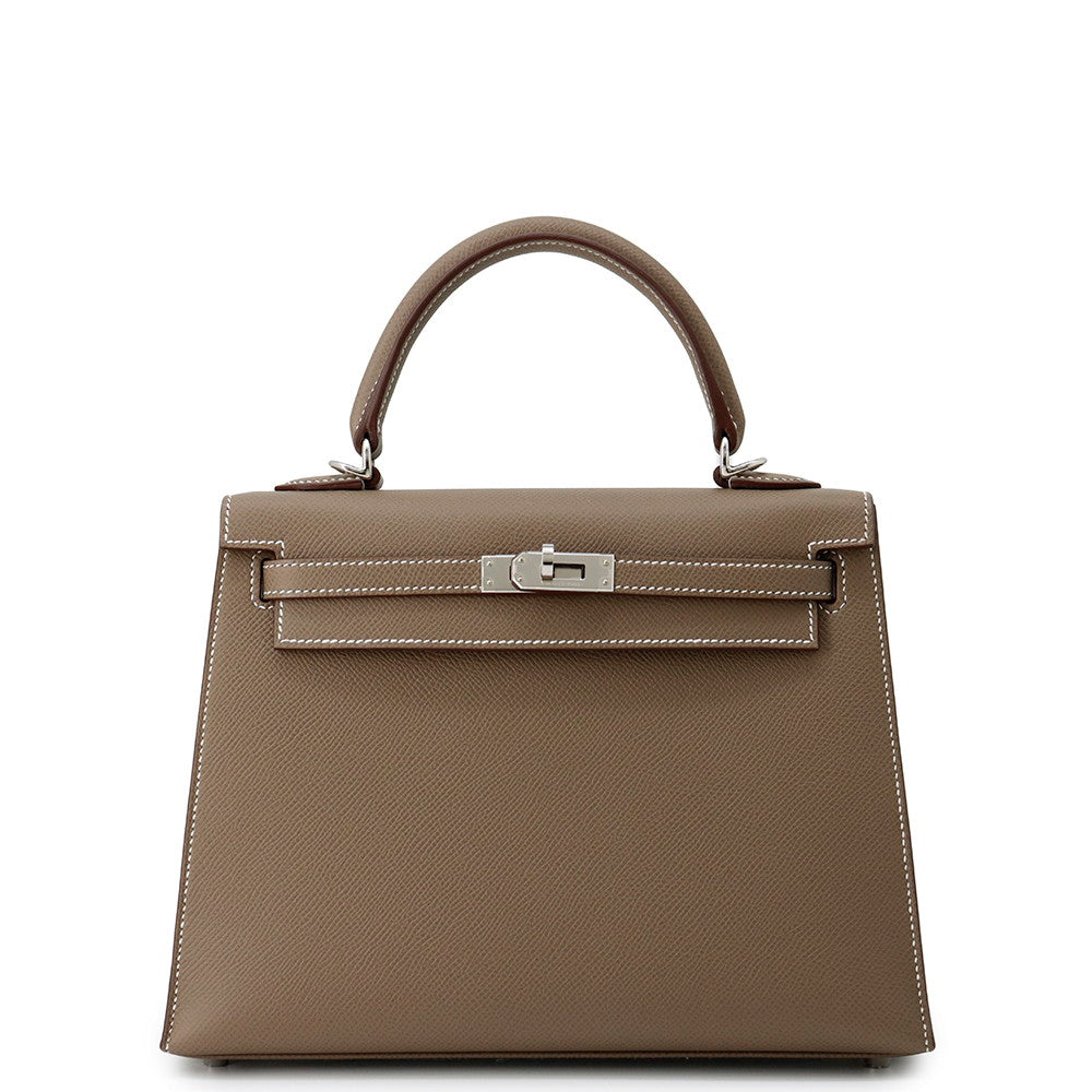 HERMES Kelly Sellier Etoupe Epsom Size 25