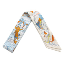 将图像加载到图库查看器中，HERMES Twilly Sur Mon Nuage my clouds Cream/Blue/Orange Silk100%
