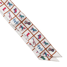 Load image into Gallery viewer, HERMES Twilly Couvertures et Tenues de Jour Cream/Blanc/RoseH061356S Silk100%
