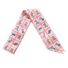 Load image into Gallery viewer, HERMES Twilly Couvertures et Tenues de Jour Rose/Blue/VertH061356S Silk100%
