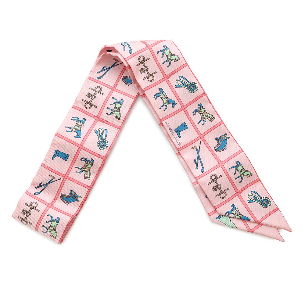 HERMES Twilly Couvertures et Tenues de Jour Rose/Blue/VertH061356S Silk100%