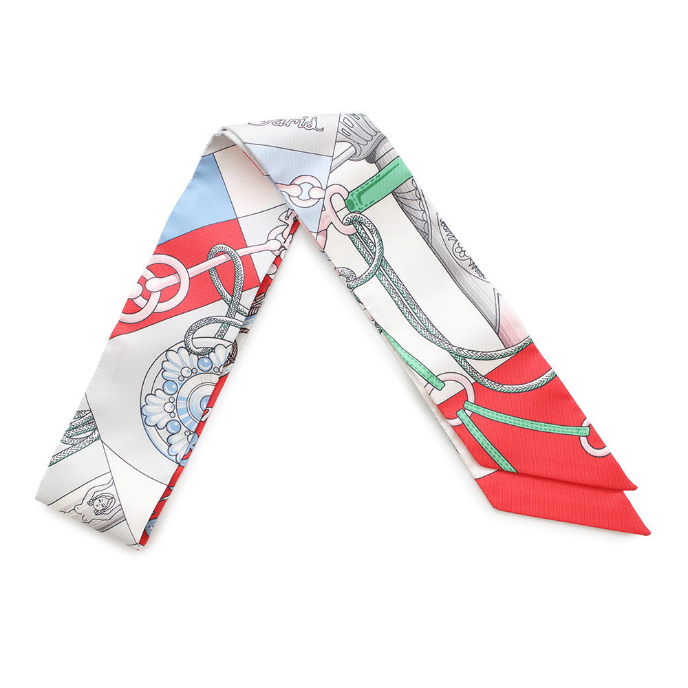 HERMES Twilly Cliquetis Cliquetis Grenadine/White/VertH061574S Silk100%
