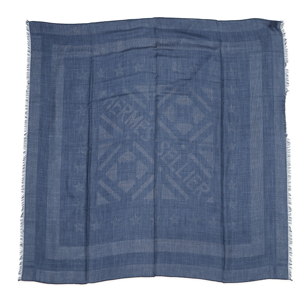 HERMES SELLIER Sellier Navy Cashmere 85% Silk15%