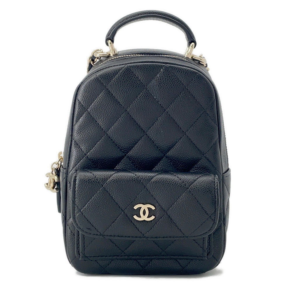 CHANEL Matelasse 2WAY Shoulder  Backpack BlackAP3753 Caviar Leather Size Mini