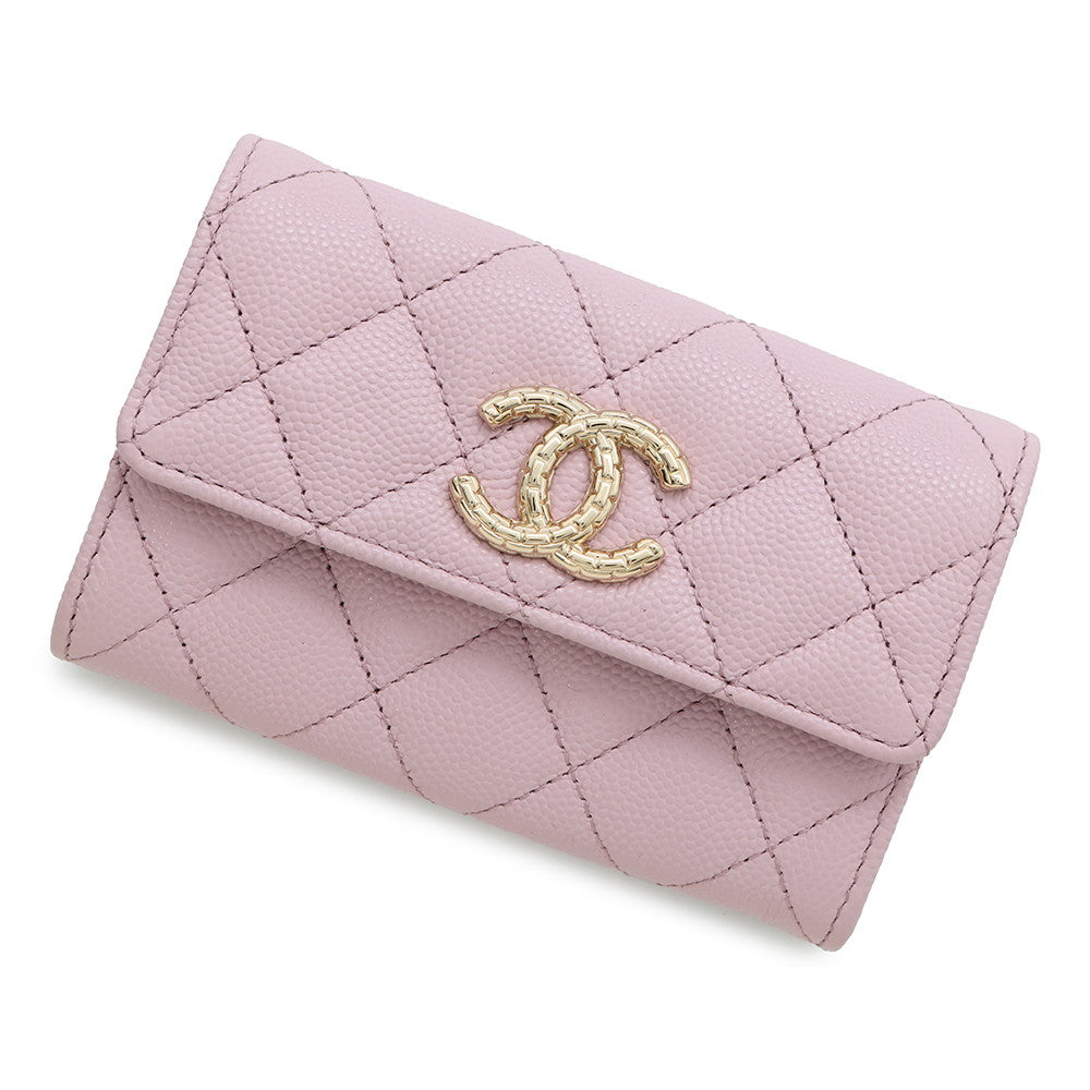 CHANEL Matelasse Flap Card Case PinkAP3187 Caviar Leather