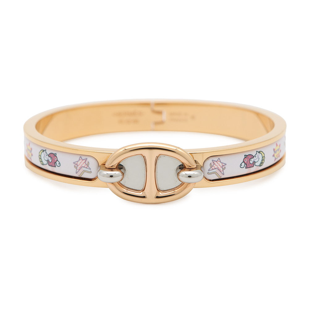HERMES Mini Clic Chaine d'Ancre Funny Ice Cream Size PM Jasmin Metal Enamel