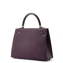 Load image into Gallery viewer, HERMES Kelly Sellier Verso SPO Raisin/Blue Paon Chevre LeatherChevre Coromandel Goatskin Size 25
