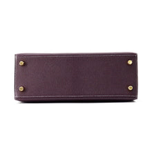 Load image into Gallery viewer, HERMES Kelly Sellier Verso SPO Raisin/Blue Paon Chevre LeatherChevre Coromandel Goatskin Size 25
