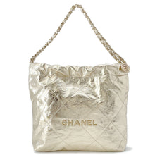 Load image into Gallery viewer, CHANEL CHANEL22 ChainShoulder Bag Champagne GoldAS3260 Shiny Calf Leather Size Small
