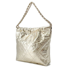 Load image into Gallery viewer, CHANEL CHANEL22 ChainShoulder Bag Champagne GoldAS3260 Shiny Calf Leather Size Small
